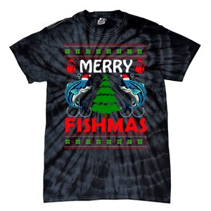 Merry Fishmas Funny Fish Fishing Ugly Christmas Tie-Dye T-Shirt