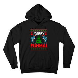 Merry Fishmas Funny Fish Fishing Ugly Christmas Tall Hoodie