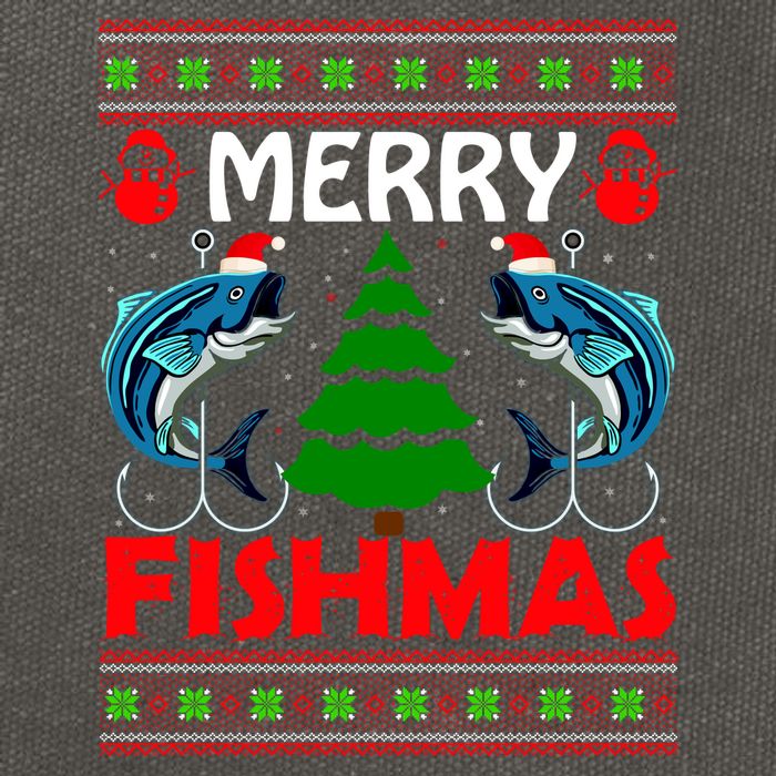 Merry Fishmas Funny Fish Fishing Ugly Christmas Cotton Canvas Backpack