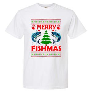 Merry Fishmas Funny Fish Fishing Ugly Christmas Garment-Dyed Heavyweight T-Shirt