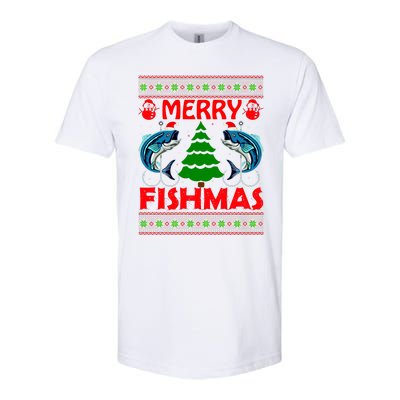 Merry Fishmas Funny Fish Fishing Ugly Christmas Softstyle® CVC T-Shirt