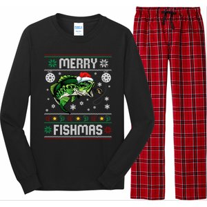 Merry Fishmas Funny Fish Fishing Fisher Ugly Christmas Gift Long Sleeve Pajama Set