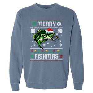 Merry Fishmas Funny Fish Fishing Fisher Ugly Christmas Gift Garment-Dyed Sweatshirt