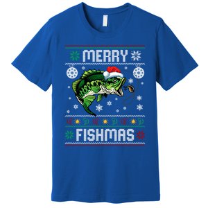 Merry Fishmas Funny Fish Fishing Fisher Ugly Christmas Gift Premium T-Shirt