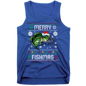 Merry Fishmas Funny Fish Fishing Fisher Ugly Christmas Gift Tank Top