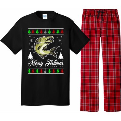 Merry Fishmas Funny Fisher Christmas Funny Gift Pajama Set