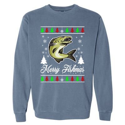 Merry Fishmas Funny Fisher Christmas Funny Gift Garment-Dyed Sweatshirt