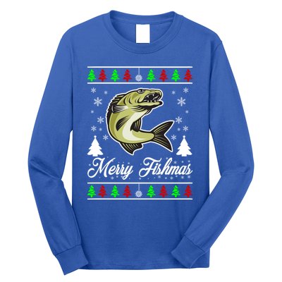 Merry Fishmas Funny Fisher Christmas Funny Gift Long Sleeve Shirt