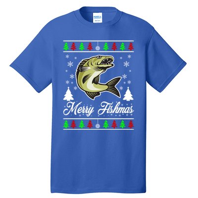 Merry Fishmas Funny Fisher Christmas Funny Gift Tall T-Shirt