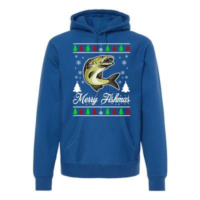 Merry Fishmas Funny Fisher Christmas Funny Gift Premium Hoodie