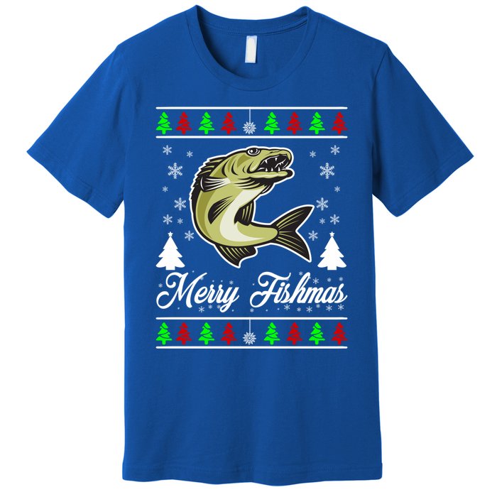 Merry Fishmas Funny Fisher Christmas Funny Gift Premium T-Shirt