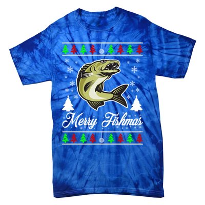 Merry Fishmas Funny Fisher Christmas Funny Gift Tie-Dye T-Shirt