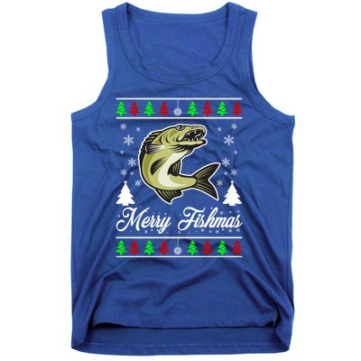 Merry Fishmas Funny Fisher Christmas Funny Gift Tank Top