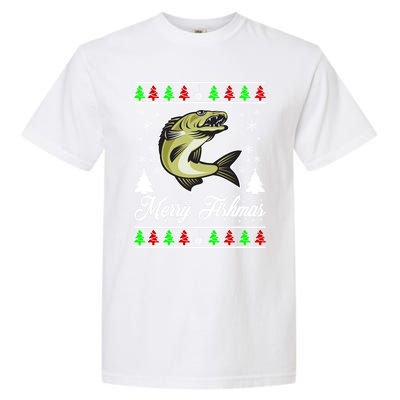 Merry Fishmas Funny Fisher Christmas Funny Gift Garment-Dyed Heavyweight T-Shirt