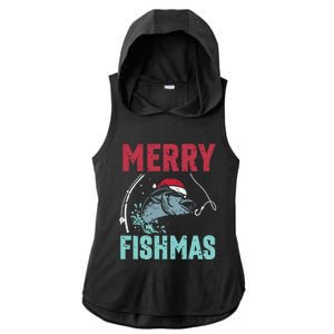 Merry Fishmas Funny Christmas For Family Fish Fisher Gift Ladies PosiCharge Tri-Blend Wicking Draft Hoodie Tank