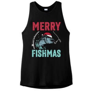 Merry Fishmas Funny Christmas For Family Fish Fisher Gift Ladies PosiCharge Tri-Blend Wicking Tank