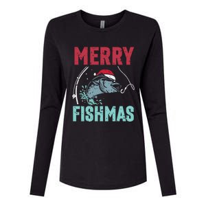 Merry Fishmas Funny Christmas For Family Fish Fisher Gift Womens Cotton Relaxed Long Sleeve T-Shirt