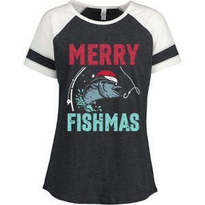 Merry Fishmas Funny Christmas For Family Fish Fisher Gift Enza Ladies Jersey Colorblock Tee