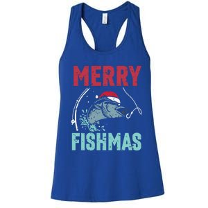 Merry Fishmas Funny Christmas For Family Fish Fisher Gift Women's Racerback Tank