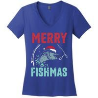 Merry Fishmas Funny Christmas For Family Fish Fisher Gift Women's V-Neck T-Shirt