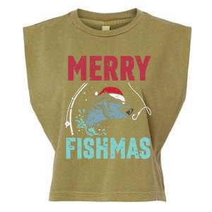 Merry Fishmas Funny Christmas For Family Fish Fisher Gift Garment-Dyed Women's Muscle Tee