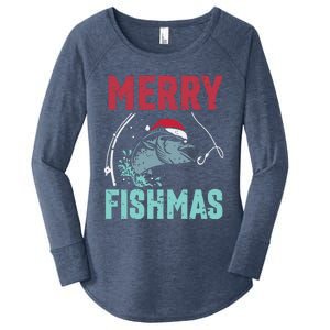 Merry Fishmas Funny Christmas For Family Fish Fisher Gift Women's Perfect Tri Tunic Long Sleeve Shirt