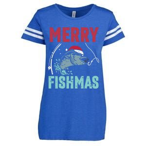 Merry Fishmas Funny Christmas For Family Fish Fisher Gift Enza Ladies Jersey Football T-Shirt