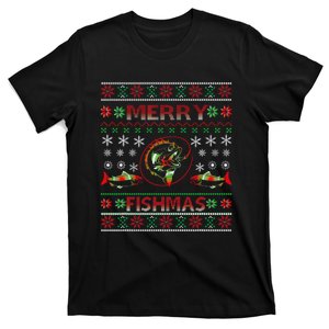 Merry Fishmas Funny Fish Fishing Fisherman Ugly Christmas T-Shirt