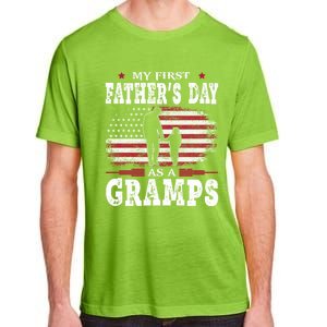 My First Fathers Day As A Gramps American Flag New Grandpa Great Gift Adult ChromaSoft Performance T-Shirt