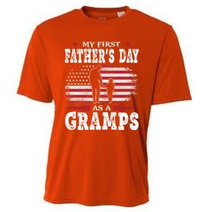 My First Fathers Day As A Gramps American Flag New Grandpa Great Gift Cooling Performance Crew T-Shirt