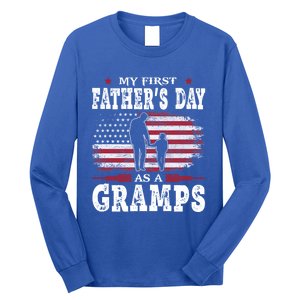 My First Fathers Day As A Gramps American Flag New Grandpa Great Gift Long Sleeve Shirt