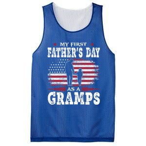 My First Fathers Day As A Gramps American Flag New Grandpa Great Gift Mesh Reversible Basketball Jersey Tank