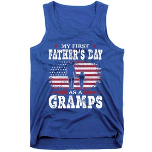 My First Fathers Day As A Gramps American Flag New Grandpa Great Gift Tank Top