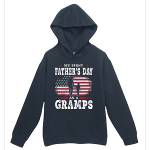 My First Fathers Day As A Gramps American Flag New Grandpa Great Gift Urban Pullover Hoodie