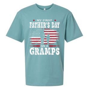 My First Fathers Day As A Gramps American Flag New Grandpa Great Gift Sueded Cloud Jersey T-Shirt