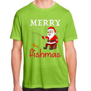 Merry Fishmas Funny Santa Claus Fishing Puns Christmas Fish Adult ChromaSoft Performance T-Shirt