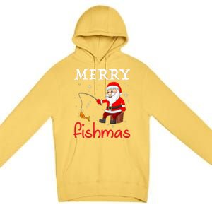 Merry Fishmas Funny Santa Claus Fishing Puns Christmas Fish Premium Pullover Hoodie