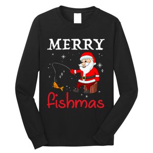 Merry Fishmas Funny Santa Claus Fishing Puns Christmas Fish Long Sleeve Shirt