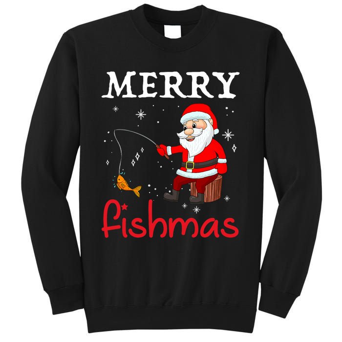 Merry Fishmas Funny Santa Claus Fishing Puns Christmas Fish Sweatshirt