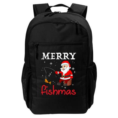 Merry Fishmas Funny Santa Claus Fishing Puns Christmas Fish Backpack