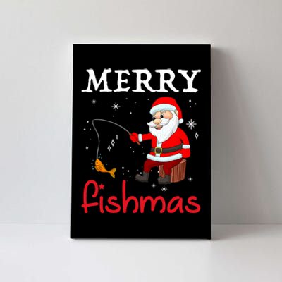 Merry Fishmas Funny Santa Claus Fishing Puns Christmas Fish Canvas