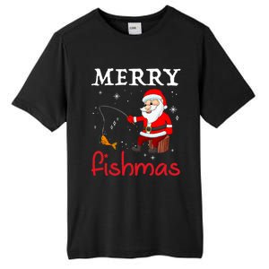 Merry Fishmas Funny Santa Claus Fishing Puns Christmas Fish Tall Fusion ChromaSoft Performance T-Shirt