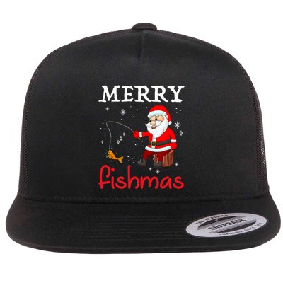 Merry Fishmas Funny Santa Claus Fishing Puns Christmas Fish Flatbill Hat
