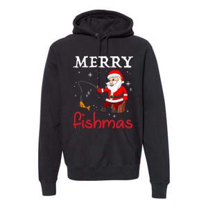 Merry Fishmas Funny Santa Claus Fishing Puns Christmas Fish Premium Hoodie