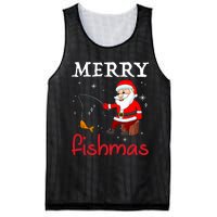 Merry Fishmas Funny Santa Claus Fishing Puns Christmas Fish Mesh Reversible Basketball Jersey Tank