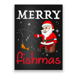 Merry Fishmas Funny Santa Claus Fishing Puns Christmas Fish Poster