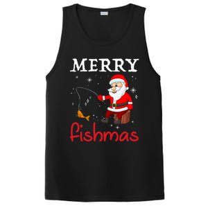 Merry Fishmas Funny Santa Claus Fishing Puns Christmas Fish PosiCharge Competitor Tank