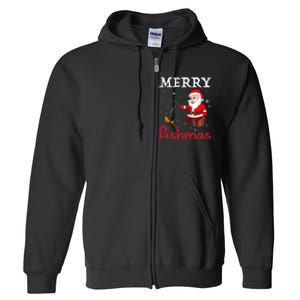 Merry Fishmas Funny Santa Claus Fishing Puns Christmas Fish Full Zip Hoodie