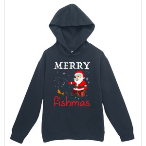 Merry Fishmas Funny Santa Claus Fishing Puns Christmas Fish Urban Pullover Hoodie