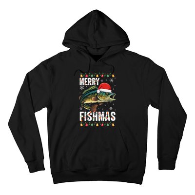 Merry Fishmas Funny Fishing Christmas Pajama Fishers Hoodie